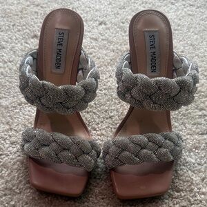 Steve Madden Silver Braided Heels